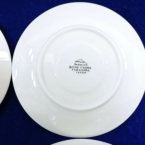 Cup Saucer Set Imperial Fukagawa Porcelain China Silver Trim 4 Cups 4 Saucers - Picture 9 of 11